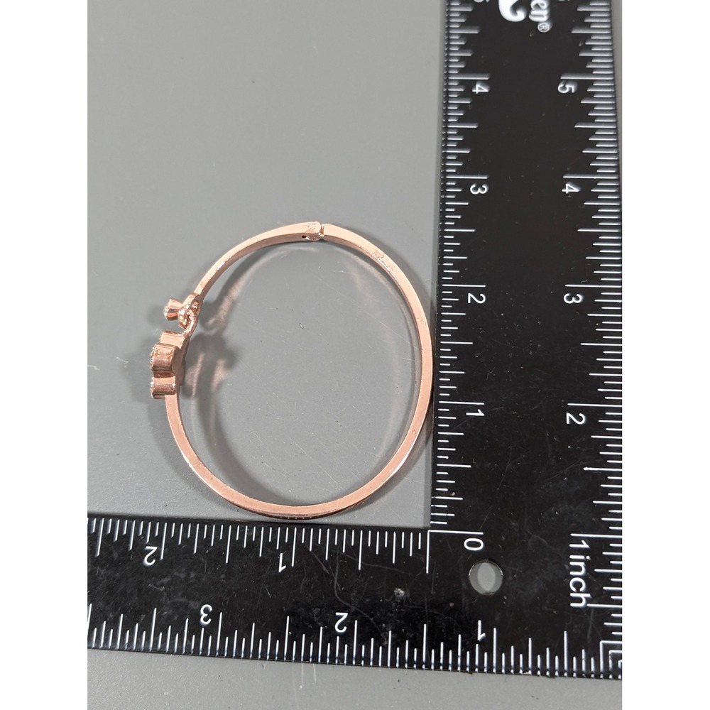 Rose Gold Tone‎ Cross Bangle Bracelet 6.5" Minimalist Hinged Cuff - Picture 7 of 7